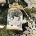 Hanging Glass Christmas Ornaments with Steel Handles, White and Silver (2.3 x 2.3 x 4 in, 3 Pack)
