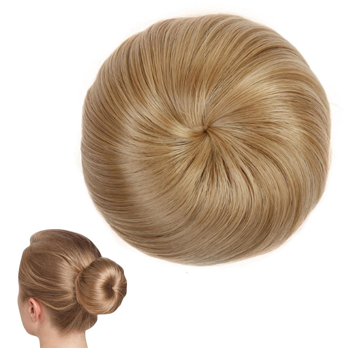Traziewell Hair Extension Straight Drawstring Bun Hair Extensions Synthetic Pony Tail Hairpiece for Women Ladies Light Blonde, 0325