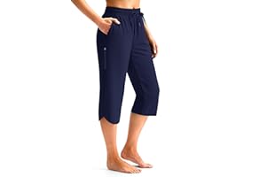 Viodia Women's 18" Swim Capris Pants Modest Swimsuits Quick Dry Bathing Suit Bottoms UPF 50+ Beach Pants with Pockets