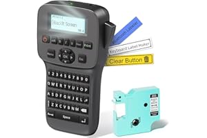 EazeID Label Maker Machine with-Tape Waterproof, Rechargeable Label Maker Portable, Keyboard Label Makers with Backlit Screen, Bluetooth Labeler for School Office Industrial Use, LM1600 Black