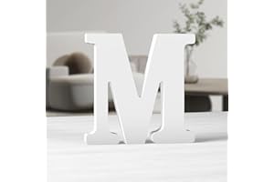 AOCEAN 6 Inch White Wood Letters Unfinished Wooden Letter for Wall Decorative Standing Letters White Block Letter for wall De