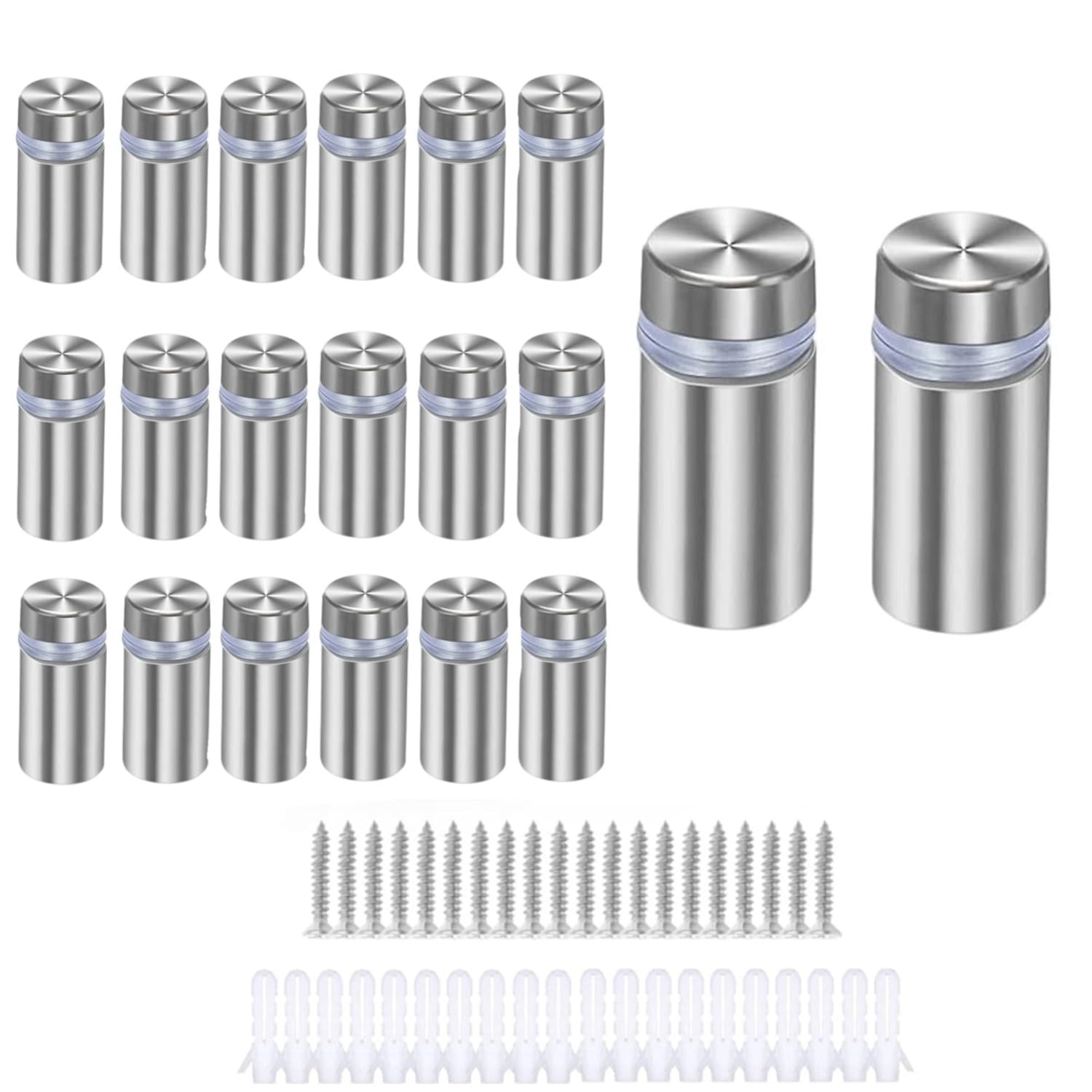 BOBOZHONG Glass Standoff Screws,20PCS 12 x 25 mm Stainless Steel Wall Spacers Sign Holder Standoff Fixings Stainless Steel Sign Standoff Screws for Installation Accessories Such as Advertising Boards