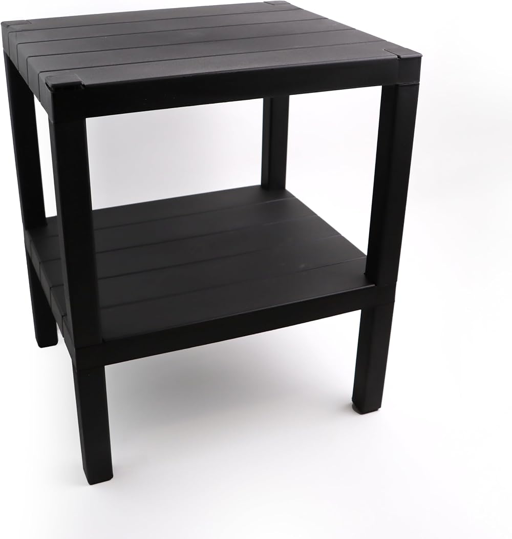 DIVCHI 2 Tier Side End Table Nightstand Black 38x45 cm 2 Tier Sofa Table