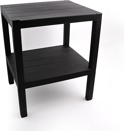 DIVCHI 2 Tier Side End Table Nightstand Black 38x45 cm 2 Tier Sofa Table