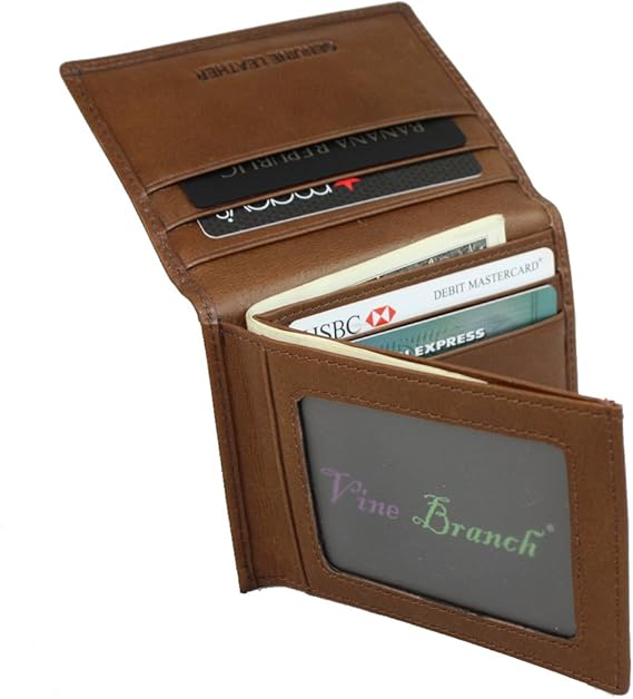 Vine Branch Men's Lshaped Trifold Leather Wallet with ID Window (one size, Brown) at Amazon Men