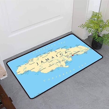 Amazon Com Onecute Indoor Doormat Jamaican Map Of Jamaica
