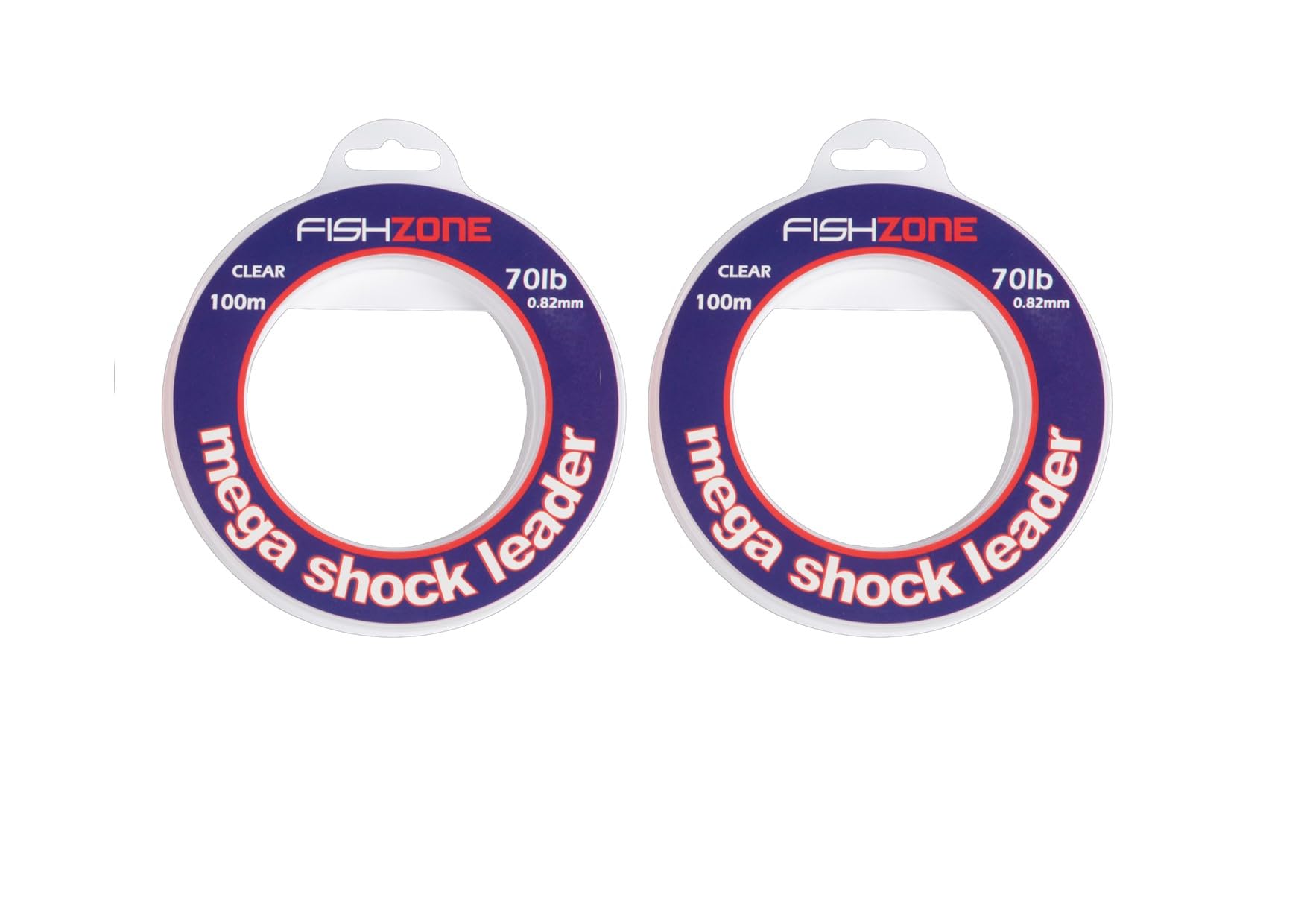 FISHZONE - 2 x MEGA SHOCK LEADER 100m Spools Marine Grade Transparent Sea Fishing Line - 30lb 50lb 60lb 70lb - High Abrasion & Knot Strength - For Shock Leader & Rig Body (2 x 100m 50lb 0.70mm)