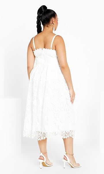 CITY CHIC WOMEN’S PLUS SIZE COCKTAIL DRESS – SCARLET BUSTIER LACE MIDI