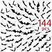 Ivenf 144 Pack Medium-sized Halloween Scary Plastic 3D Bats Wall Decals Window Decor Party Supplies Decoration