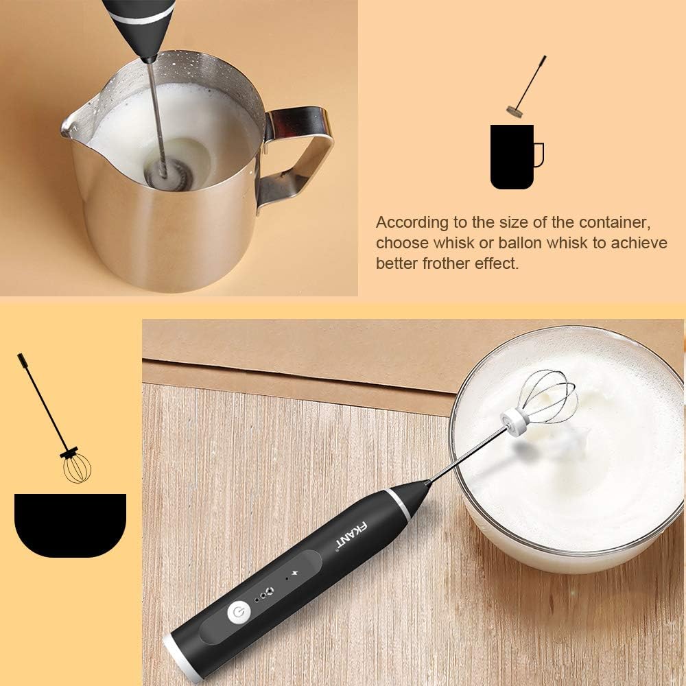 Milk Frother FKANT Coffee Frother Electric Whisk With USB Rechargeable