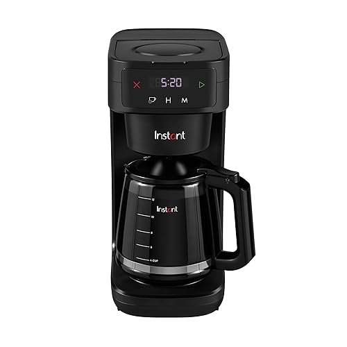 Instant Infusion Brew Automatic Filter Coffee Maker 24 Hour Programmable Coffee Machine, Glass Carafe, Digital Display - Keep Warm Function, 4-12 cup Customisable Brewing, Black