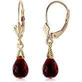4.5 Carat 14k Solid Gold Leverback Earrings Briolette Garnet