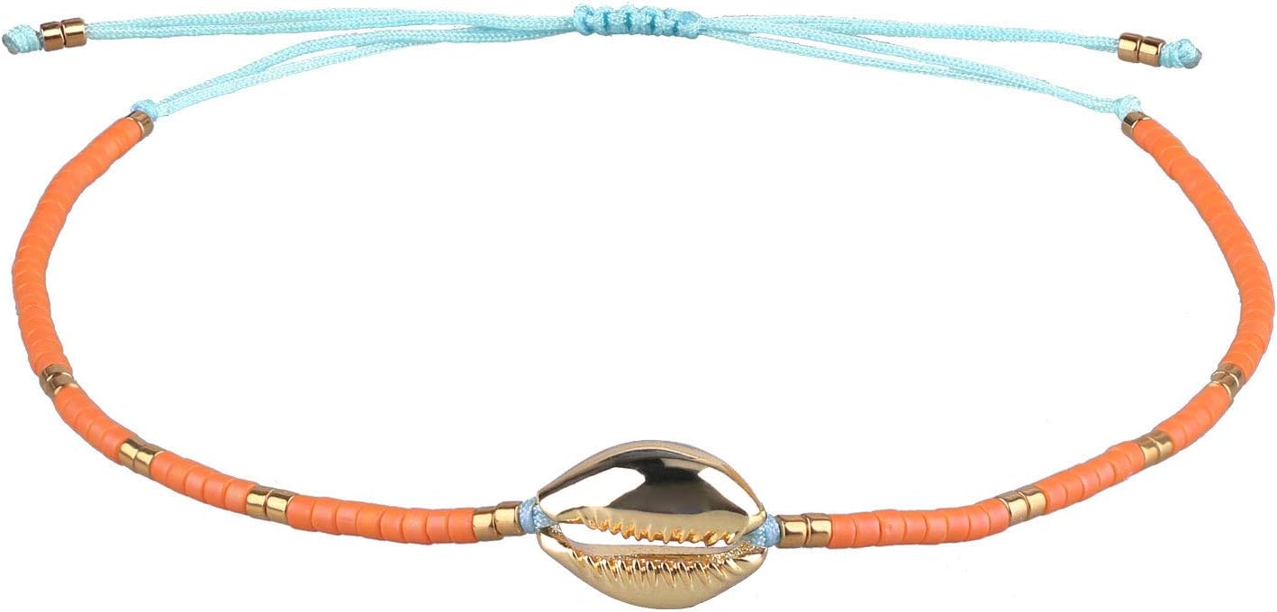 Women Colorful Seed Beads Bracelets Adjustable Bracelets Gold Shell Cowry Bracelets Friendship Bracelet