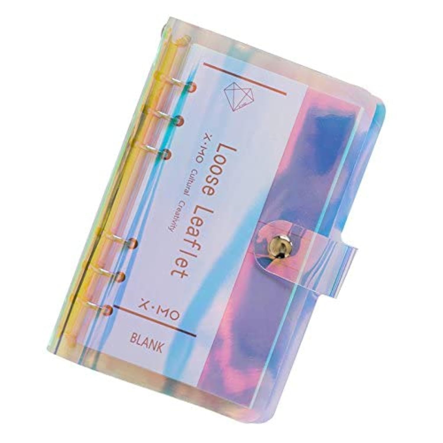 A6 A5 6-Holes Colorful PVC Cover Round Ring View Binder with Snap Button Closure File Folder (Laser, A6 Combo)