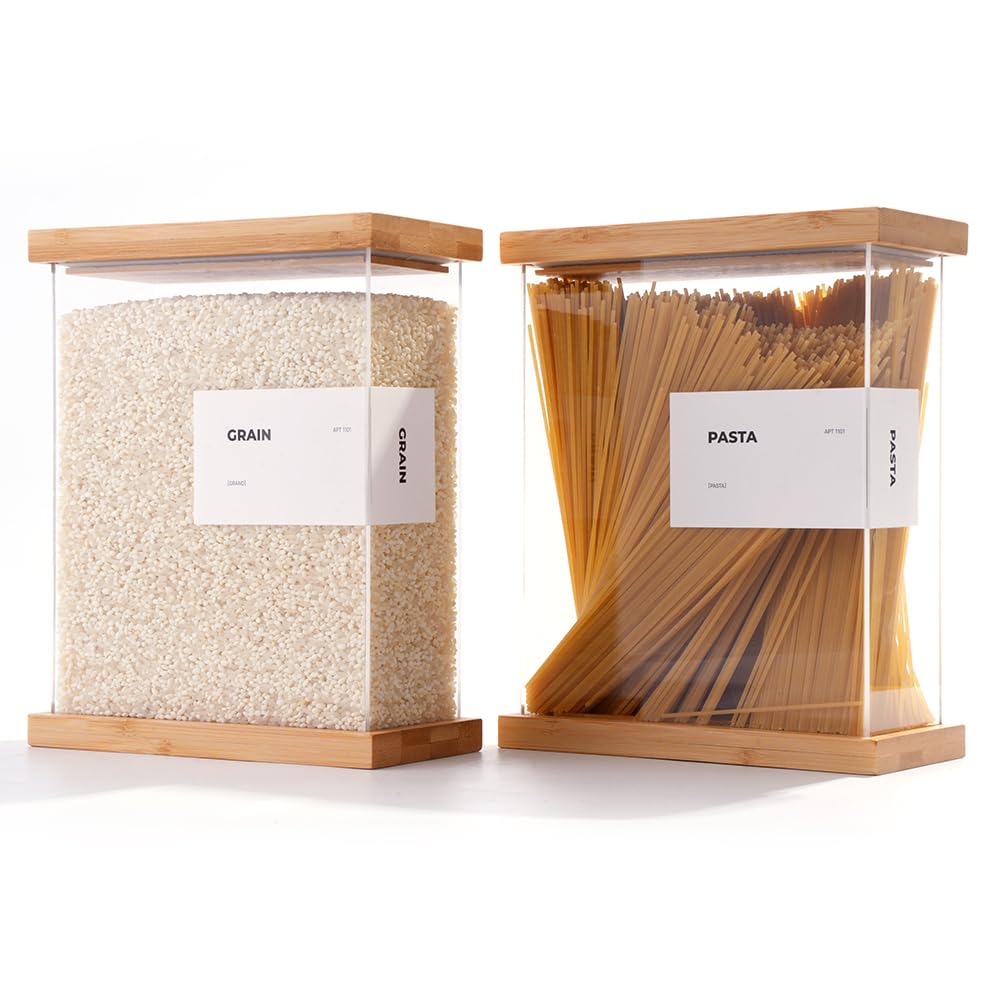 Photo 1 of APT 1101 Bamboo Food Dispenser | Kitchen Organizers and Storage | Airtight Pantry Organizers and Storage Container | Cereal, Rice, Flour, Snack Storage (2, Large)