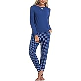 ENJOYNIGHT Womens Pajamas Set Long Sleeve Loungewear 2 Piece Pjs Sets with Pockets