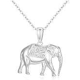 LWXIE Sterling silver Elephant Necklace for Women Diamond Elephant Pendant Necklace Elephant Jewelry for Women Wife