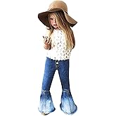 Toddler Baby Girl Flared Jeans Ripped Trousers Bell-Bottom Denim Pants Kids Vintage Jeans Child Flared Pants