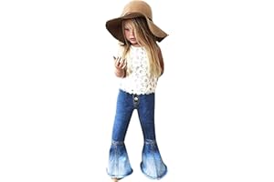 ADMIREME Toddler Baby Girl Flared Jeans Ripped Trousers Bell-Bottom Denim Pants Kids Vintage Jeans Child Flared Pants