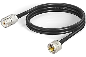 Yuslao CB Coax Cable 3ft RG8X Coaxial Cable PL259 Male to SO239 Female Jumper Cable for SWR Meter Duplexer Tuner Dummy Load Switch Monitor Ham CB Radio Antenna Cable Extension etc.