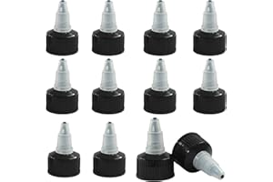 Moicstiy 12Pcs 24/410 Twist Top Caps, Bottle Dispensing Caps Replacement Caps for Squeeze Bottles, Glue Bottles(Black)