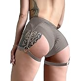 BZB Women's Booty Shorts with Garters High Waisted Biker Hot Pants Gym Cheeky Garter Running Shorts