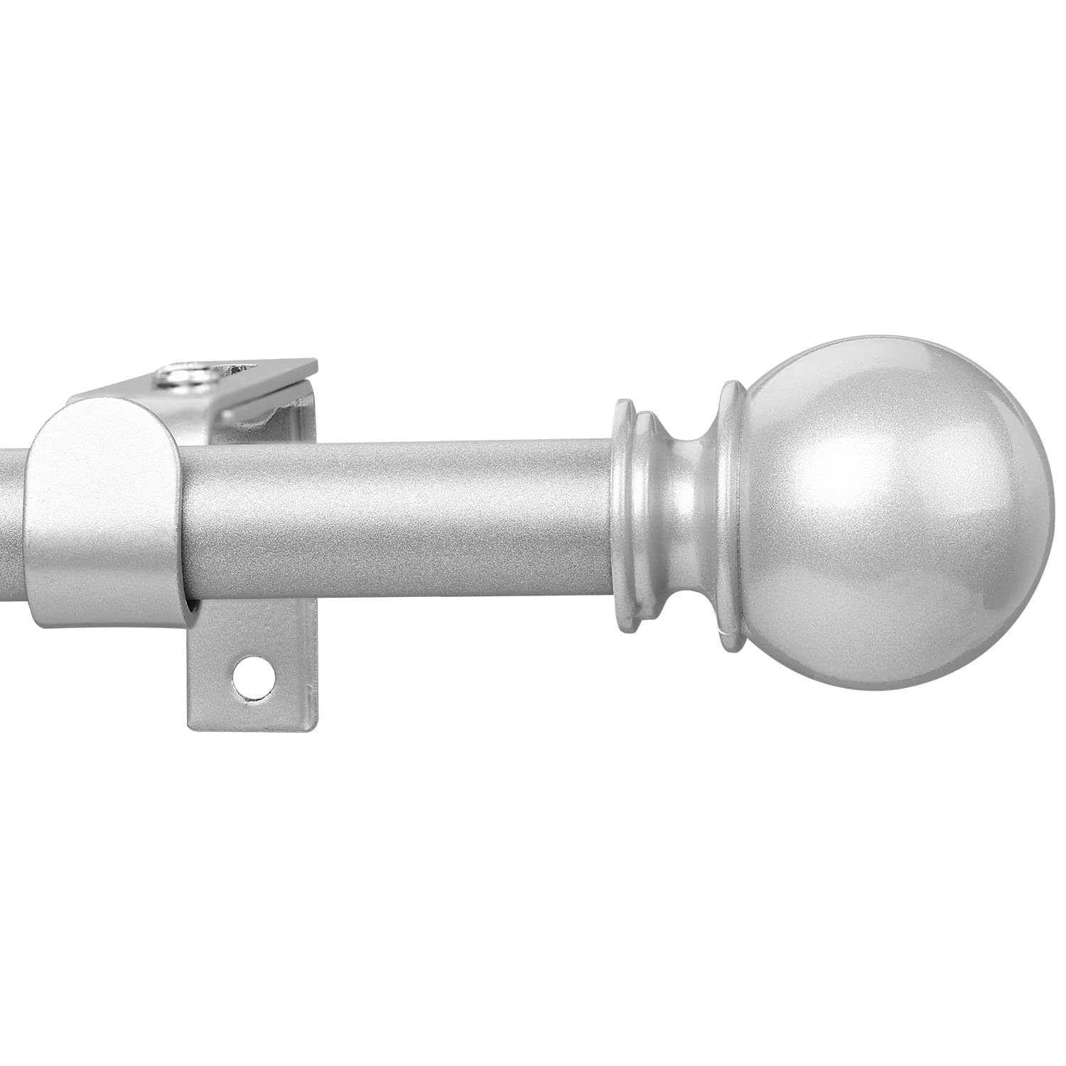 Silver Curtain Pole, 70-110cm Bay Window Curtain Poles for Eyelet Curtains, 16mm Metal Extendable Window Curtain Rod for Living Room and Bedroom