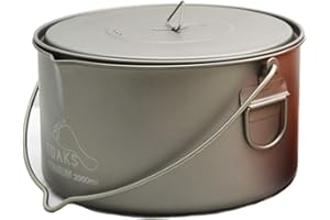 TOAKS POT-2000-BH Titanium Pot with Bail Handle Outdoor Camping Cookware 2000ml
