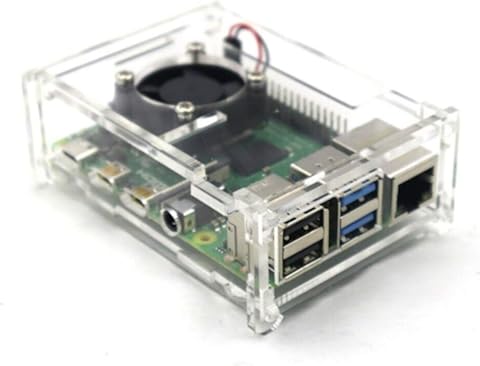 Tree-on-Life Para Raspberry Pi 4 Modelo B Carcasa Material ABS con Ventilador Color clásico Estuche para Raspberry Pi 4 Modelo B Acrílico Transparente