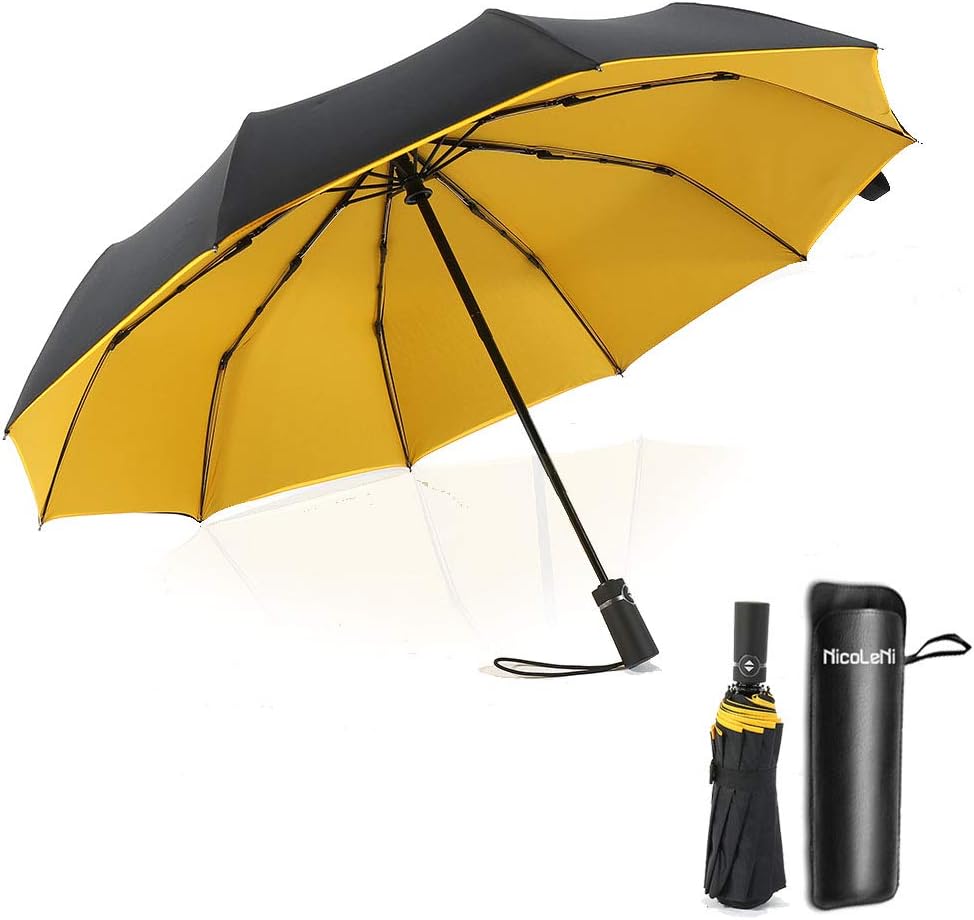 Amazon｜折りたたみ傘 自動開閉式 10骨 二重構造 晴雨兼用 折り畳み傘 Teflon加工 耐風撥水 210T高強度 防災梅雨対策 メンズ&レディース日傘 ビッグサイズ 傘ケース付き