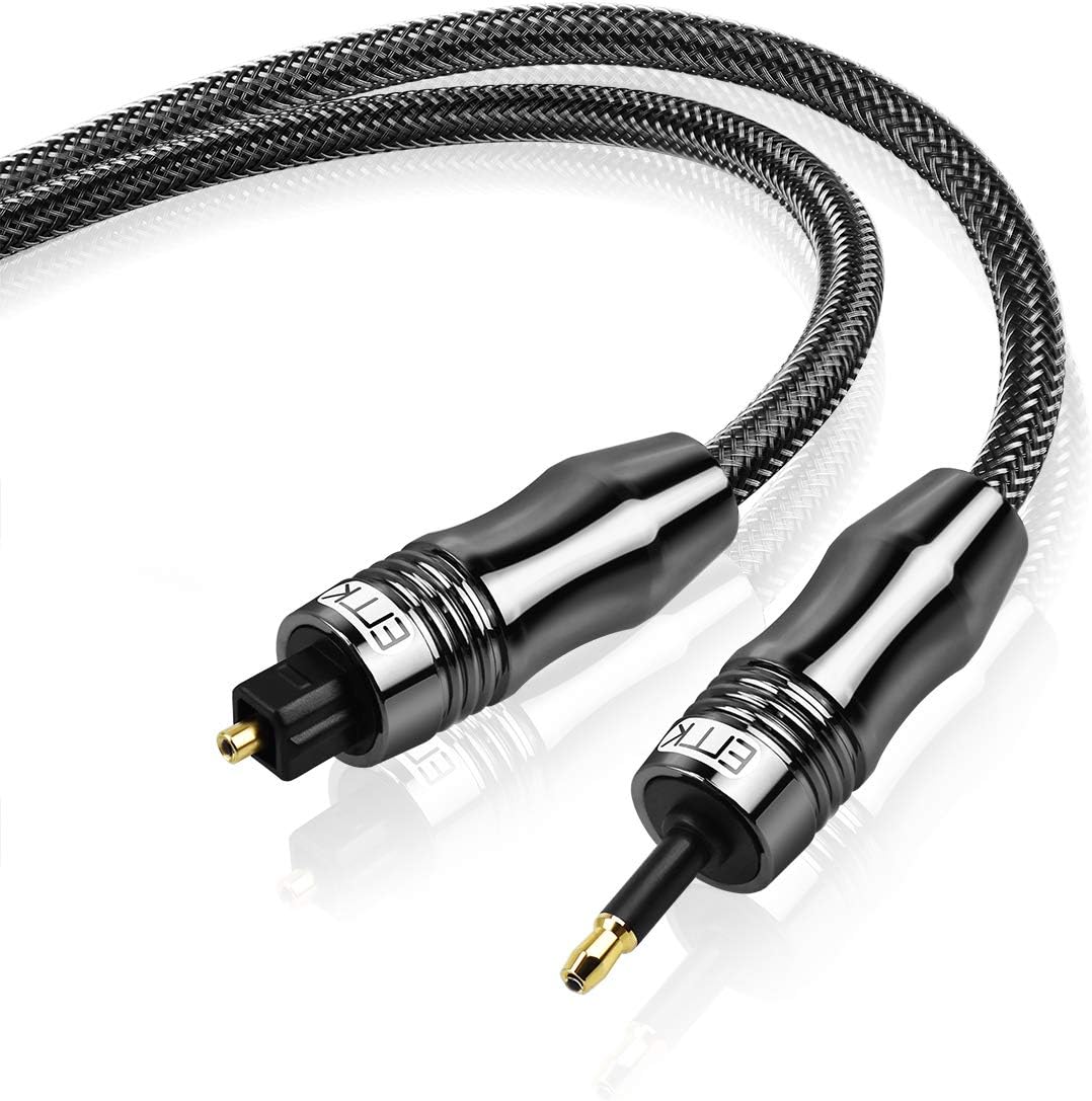 Cable Optique Audio MINI Toslink 24K Or Plaqué Nylon Tressé Câble Fibre