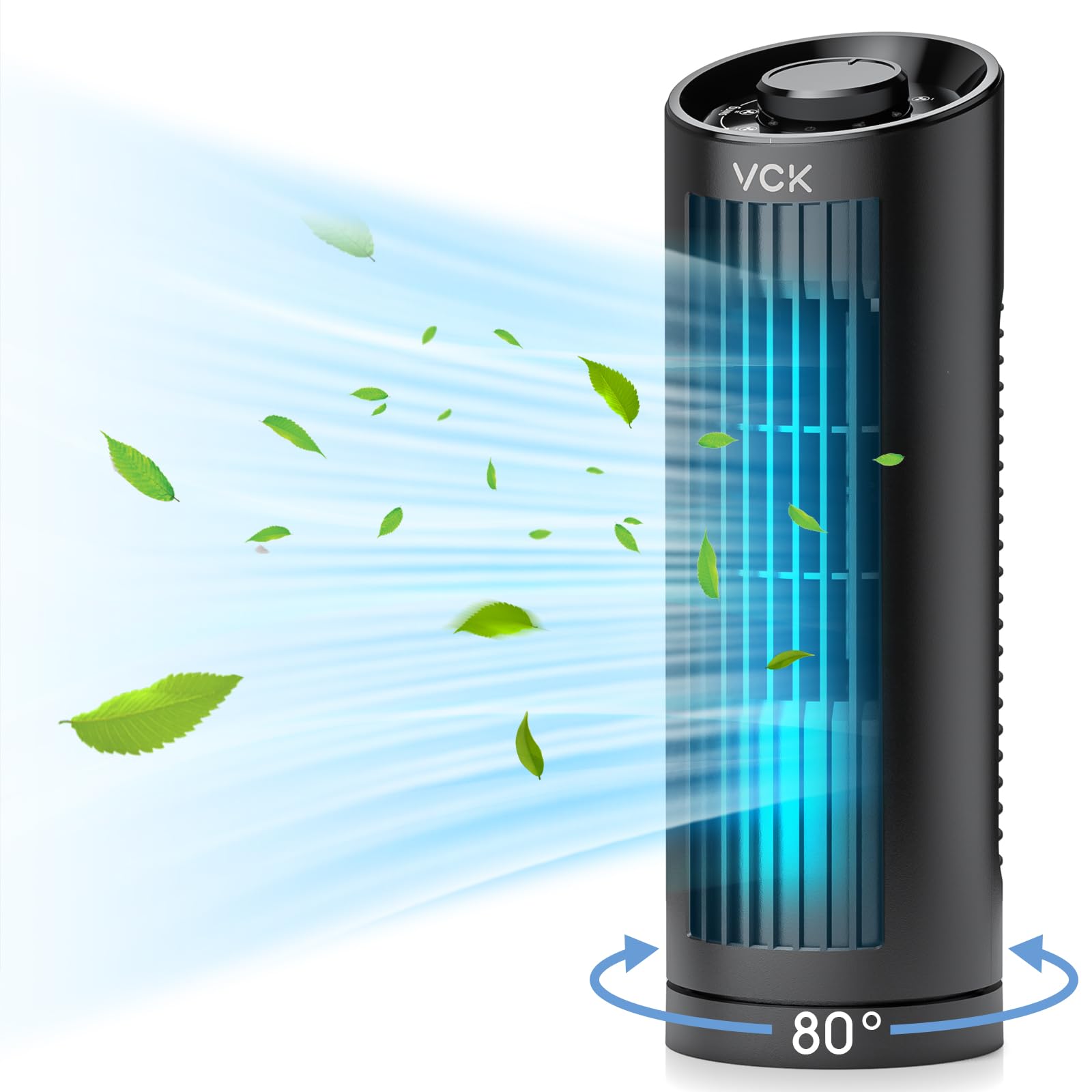 Photo 1 of VCK Tower Fan, 80° Oscillating Fan with 3 Speeds, Fast Cooling, Quiet Operation, 13 Inch Portable Desk Fan, Personal Small Bladeless Fan for Bedroom Home Office Desktop