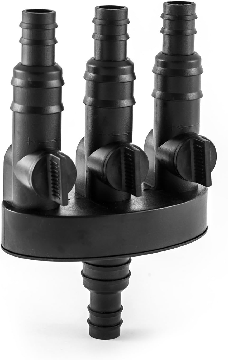 CLGarden hose applicator for fountains Distributer regulated out 1 to 3 in adjustable water fountain feature cascade manifold