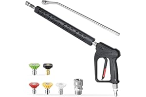Coyardor Pressure Washer Gun Wand with Swivel, Durable 304 Stainless Steel Extension Lance, 4000PSI Power Washer Handle with 3/8" Plug & M22 Inlet 1/4" Quick Connect for Foam Cannon Car Wash