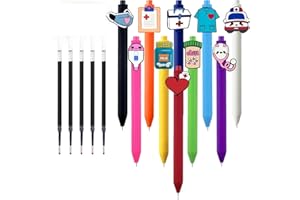 10-Pack Nurse Pens with Heart & Stethoscope Designs - Black Ink Medical Pens for Nurses, Doctors & Students, Includes 5 repla
