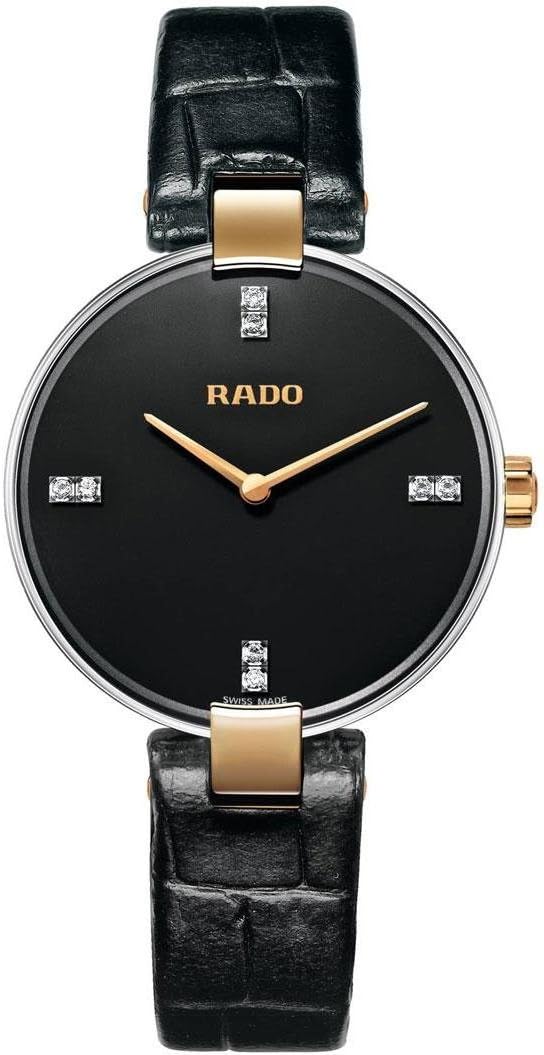 Rado Women's Black Dial Casual Watch Leather Strap r.22.850.70.5 Buy