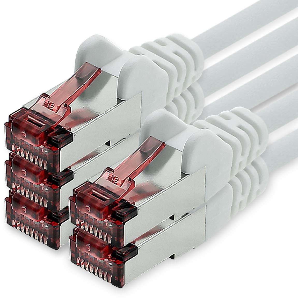 freiwerk Network cable Cat.6 7.5m white - 5 x Ethernet cable Lankabel Cat6 Lan network cable Sftp Pimf patch cable 1000 Mbit s