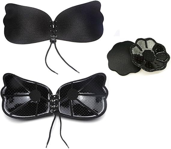 2 Reggiseni Invisibili Push Up Donna - Adesivi Senza Spalline Con Effetto Sollevante (Beige E Nero) - Foto 10