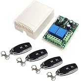 QIACHIP 110V 120V 220V Wireless RF Remote Control Relay Switch Universal 2-Channel 433MHz Receiver with 4 pcs Transmitters for Garage Door Openers, Cars, LED Lights &amp; More (KR2202)