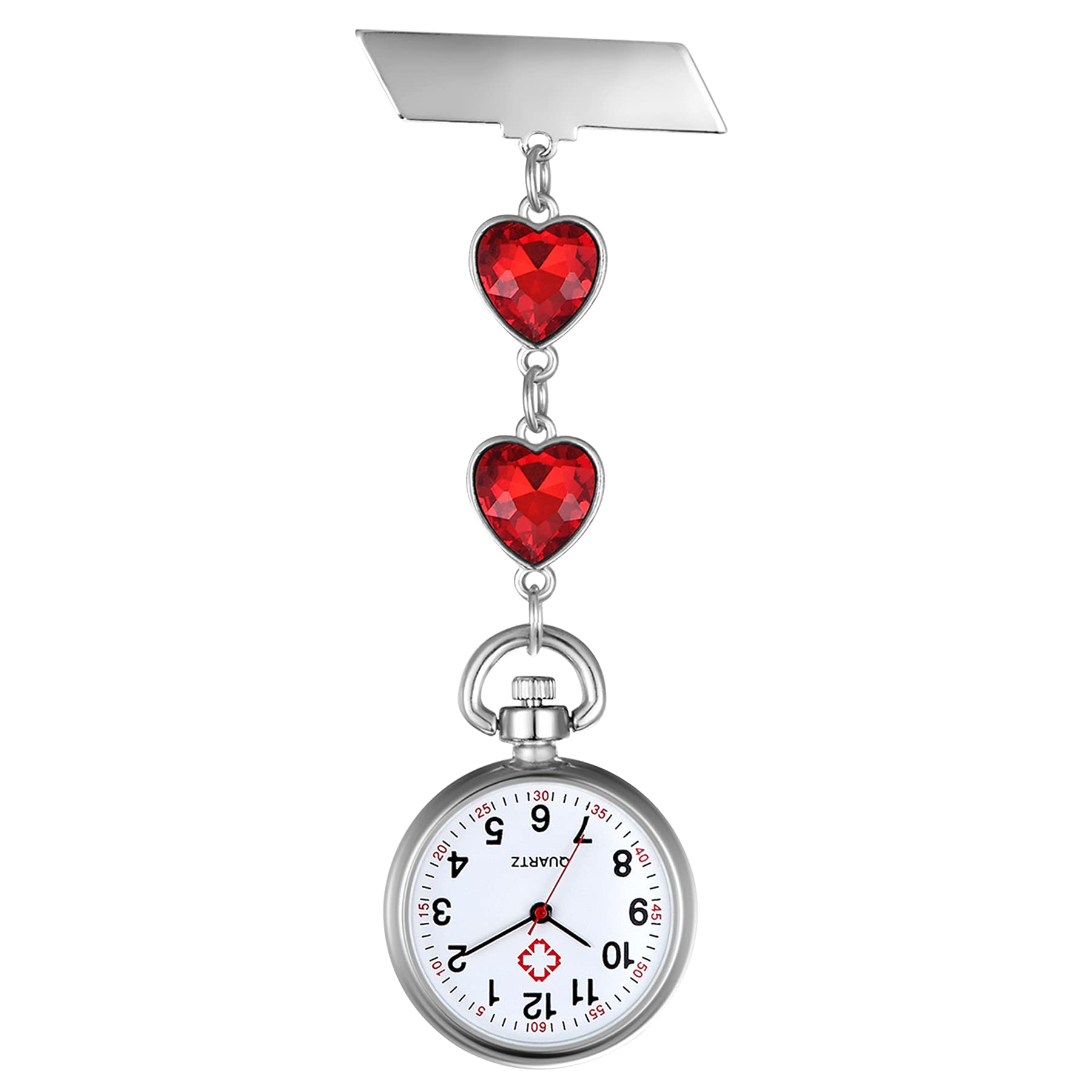 Nurse Watch Nurse Watch Heart Nurse Watch: Fob Analogue Quartz Movement Watch Heart Rate Monitor Lapel Watch Unisex Silver Rose Gold Nurse Watches with Pin / Clip for Doctor Doctor Medical