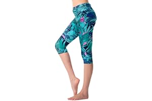 KEEPRONE Swim Capris for Women Knee Swim Leggings Side Pleated Waistband Swim Pants