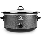 Ateken Slow Cooker 7 Quart Oval Crock Manual Portable Dishwasher Safe with Glass Lid Stainless Steel Black…