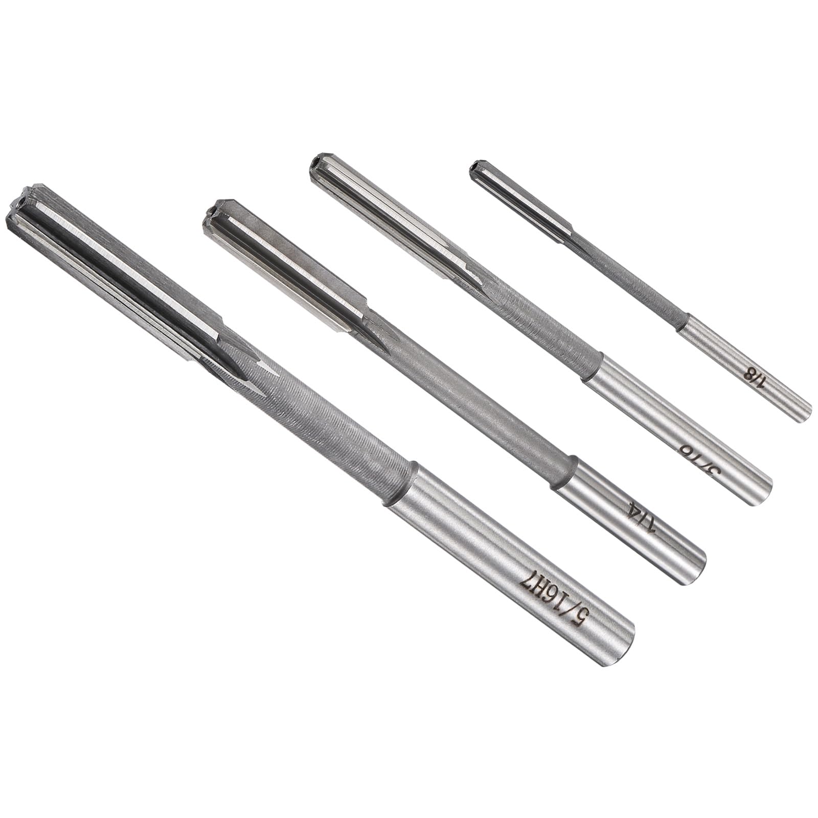 CoCud Chucking Reamers Set, 1/8" 3/16" 1/4" 5/16" Diameter H7 Tolerance, Milling Cutter - (Applications: for Lathe Drilling Machine), 4-Pieces
