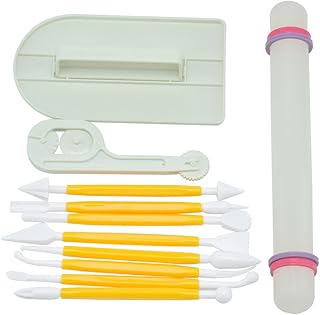 Cozyswan 11 Stücke Sugarcraft Modellierwerkzeug für Kuchendeko BestMall Teigroller Ausstecher Ausstechform Glätter Fondant Torten Kuchen