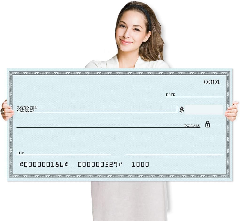 Pixelverse Design - Giant Award Presentation Check - 16x32 Inches - Large Novelty Check for Endowment, Donations, Fundraiser - Big Oversized Raffle Reward Winners Check (Green): Everything Else