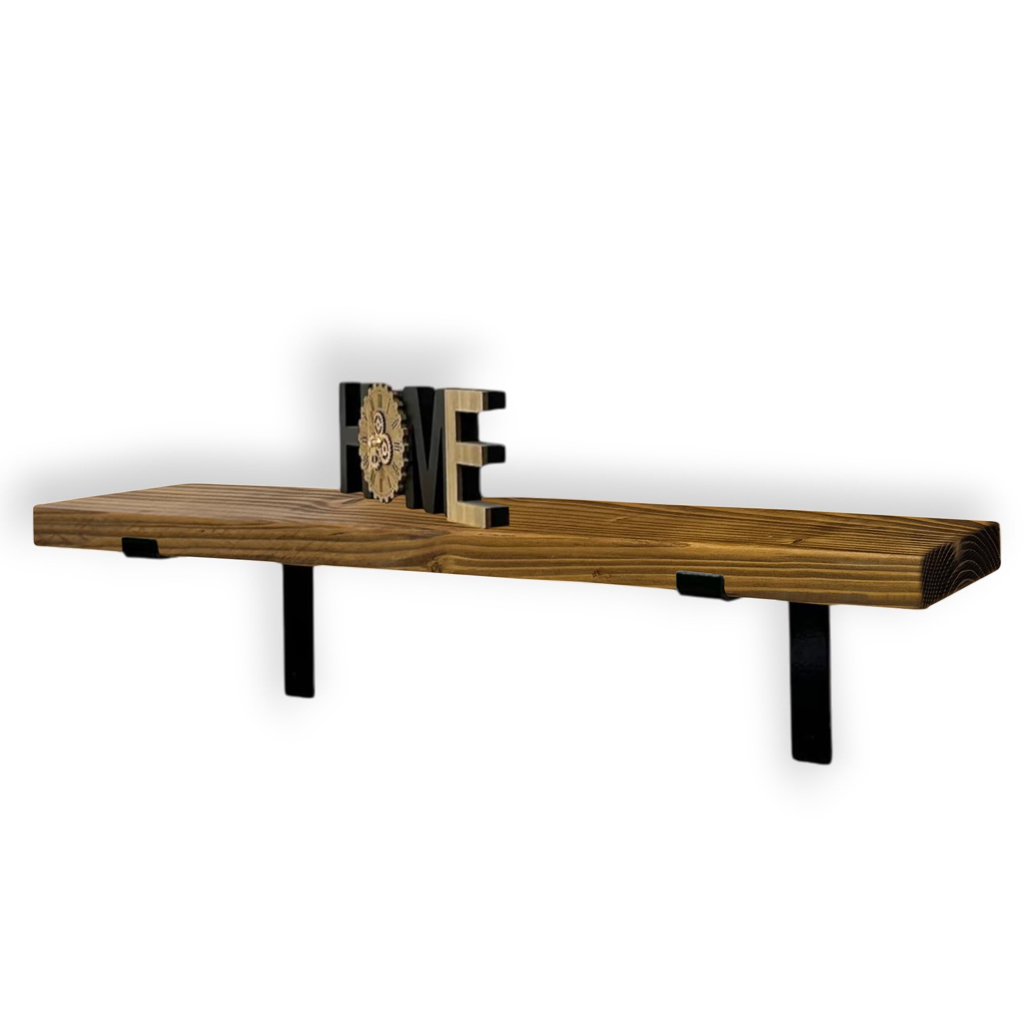 MKGT Rustic Shelf | Handcrafted Industrial Scaffold Shelves, Solid Wood Ideal for Kitchen, Room Wall Mounted (Tudor Oak, 60cm (0.6m) ~ 23.6)