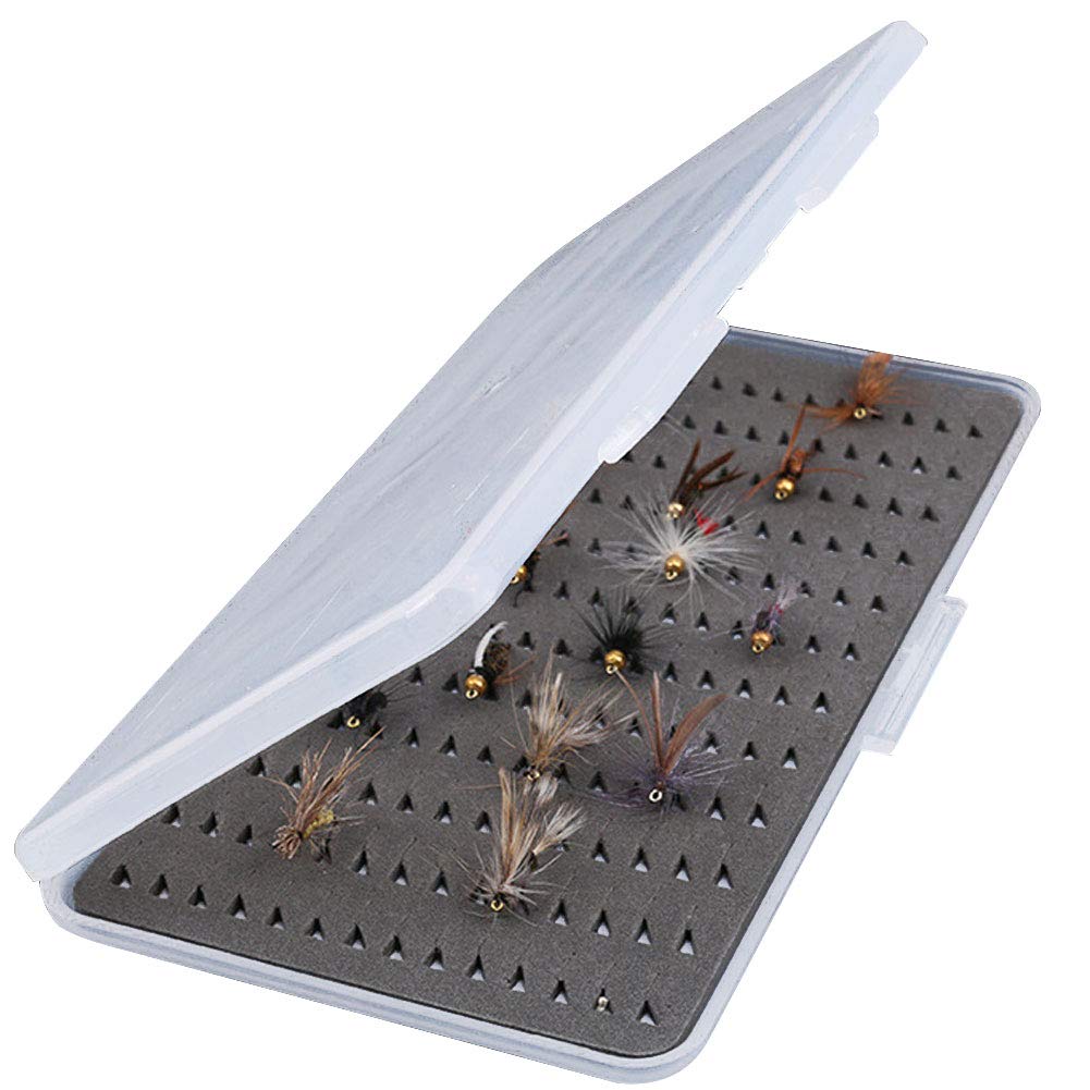 RiToEasysports Fishing Fly Box,Transparent Dry Fly Case Fishing Bait Box with Foam for Trout Fly Fishing Flies Other Fishing Tools And Accessories