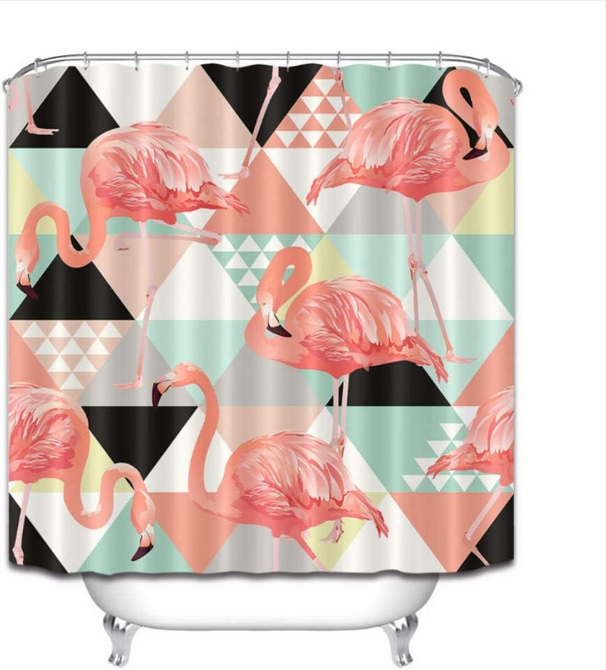 WIXIJAWR Shower Curtain Green Monstera Red White Black Geometry Pink Flamingo Bathroom Curtains 200X200Cm