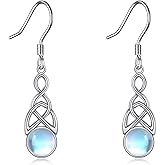Moonstone Earrings for Women 925 Sterling Silver Irish Celtic Knot Hoop Earrings Leverback Jewelry Gifts