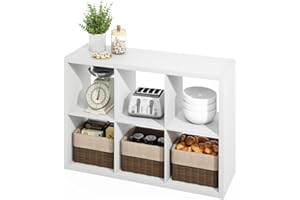 Furinno Hermite 6-Cube Open Shelves Kitchen Storage, Kitchen Island, Bakers Rack, Buffet Sideboard, White
